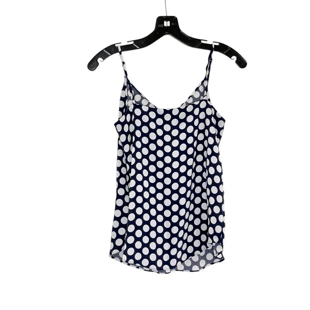 J. Crew Navy and white polka dot crepe camisole size 0